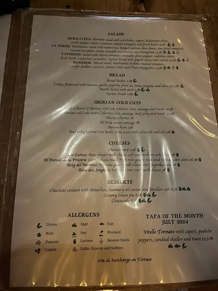 menu 1 of La Alcoba Azul - Tapas