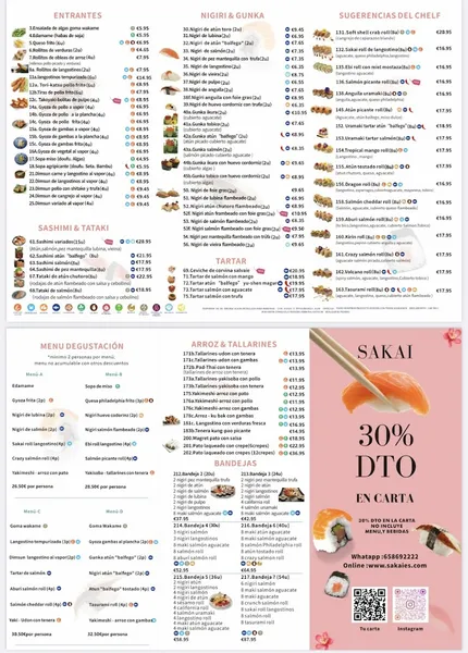 menu 1 of Restaurante Sakai