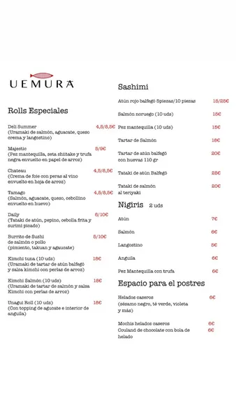 menu 2 of Restaurante Uemura
