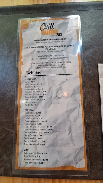 menu 1 of Chill Restaurante