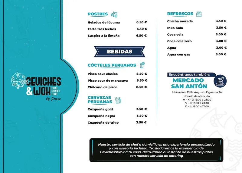 menu 0 of CEVICHES & WOK