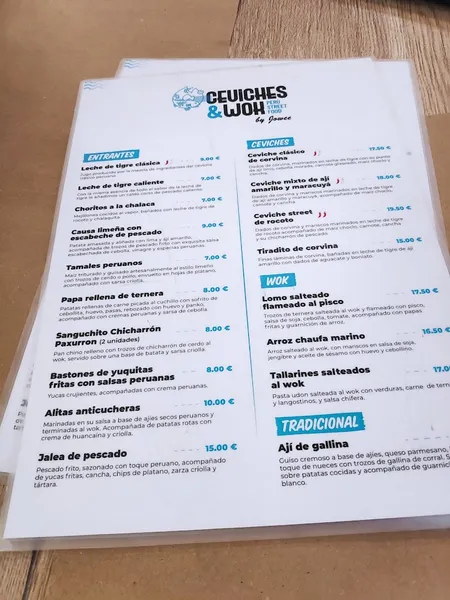 menu 2 of CEVICHES & WOK