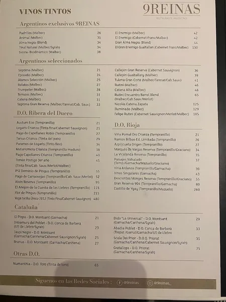 menu 1 of 9Reinas Barcelona. Restaurante argentino.