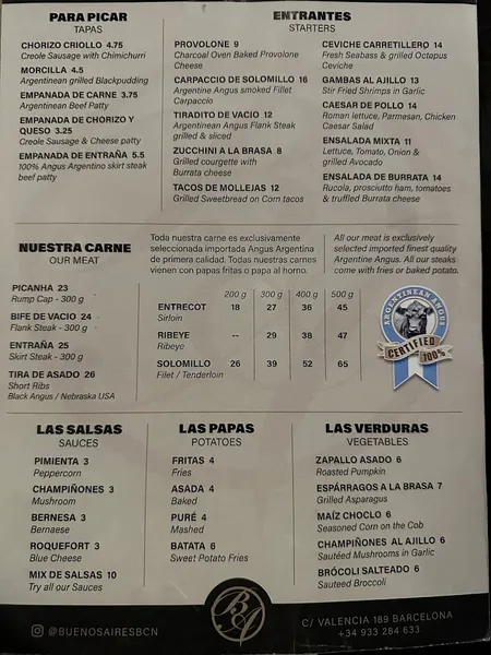 menu 0 of Buenos Aires
