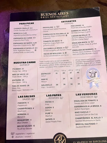 menu 1 of Buenos Aires