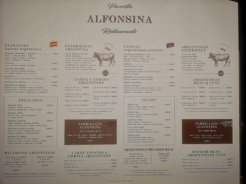 menu 0 of Parrilla Alfonsina