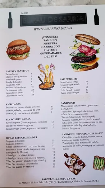 menu 0 of PAU DE SARRIÀ.