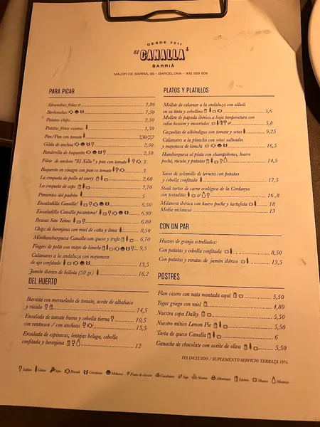 menu 1 of El Canalla