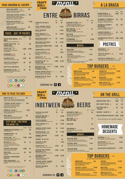 menu 1 of Central Beers Craft Beer
