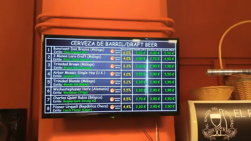 menu 0 of El Rincón Del Cervecero