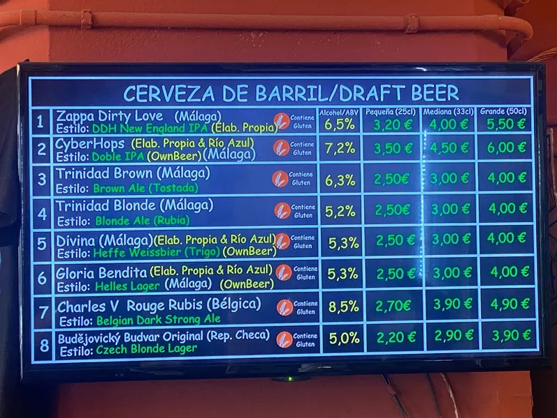 menu 1 of El Rincón Del Cervecero