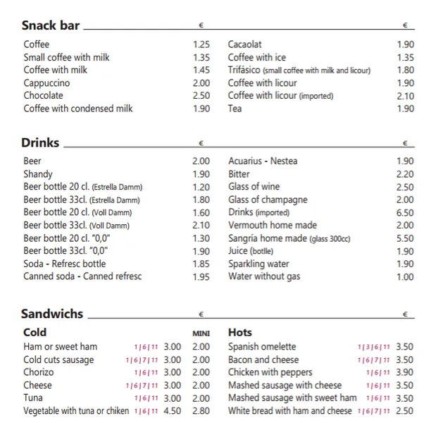 menu 0 of Petit Bar