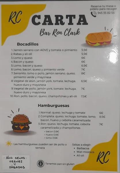 menu 0 of Cafetería Ron Clark