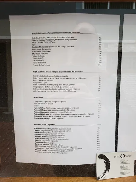 menu 1 of Enso Sushi - Alicante