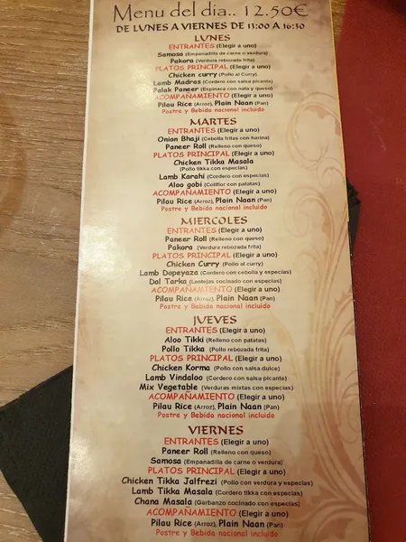 menu 0 of PALKI RESTAURANTE