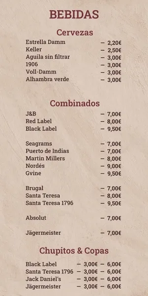 menu 0 of Barista castellon