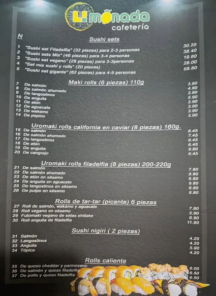 menu 0 of Limonada cafetería