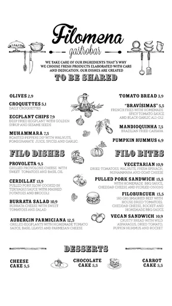 menu 0 of Filomena Gastrobar | Tapas Sant Antoni