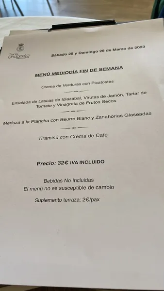 menu 0 of Restaurante Tenis Ondarreta