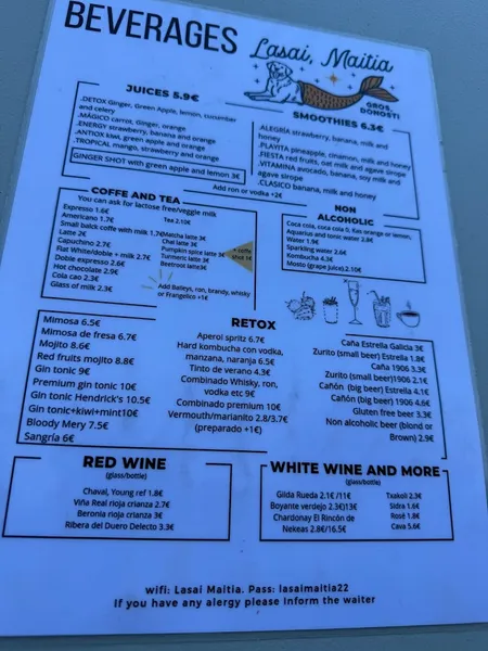 menu 2 of Lasai, Maitia