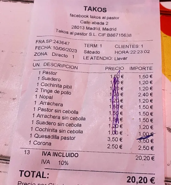 menu 0 of Takos Al Pastor
