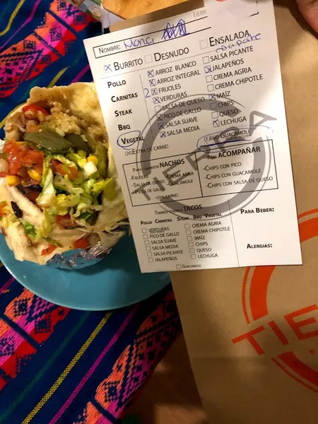 menu 1 of Tierra Burrito Bar