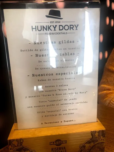 menu 1 of Hunky Dory