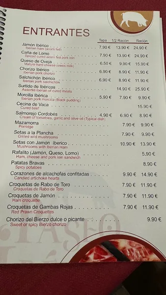 menu 1 of El Paseo Ibérico de Argimiro