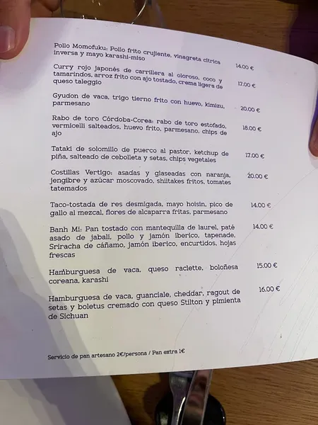 menu 0 of Vertigo Restaurante