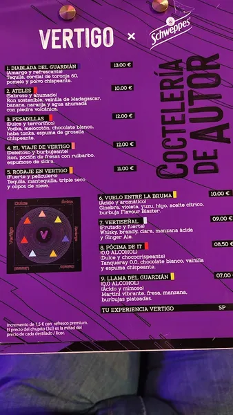 menu 1 of Vertigo Restaurante