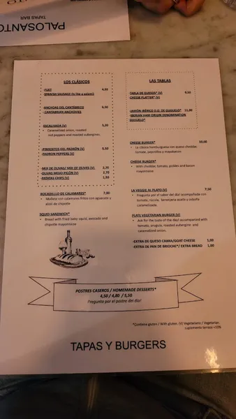 menu 1 of Palosanto. Tapas Bar (Raval)