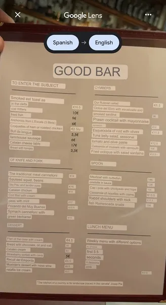menu 1 of Bar Muy Buenas