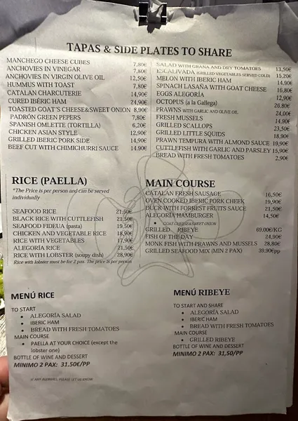 menu 0 of Alegoría Restaurante Barcelona