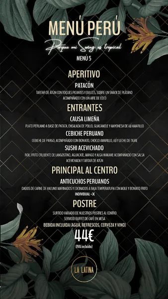 menu 0 of La Latina Restaurante