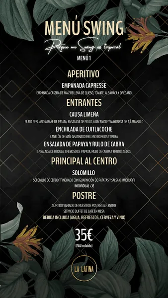 menu 1 of La Latina Restaurante