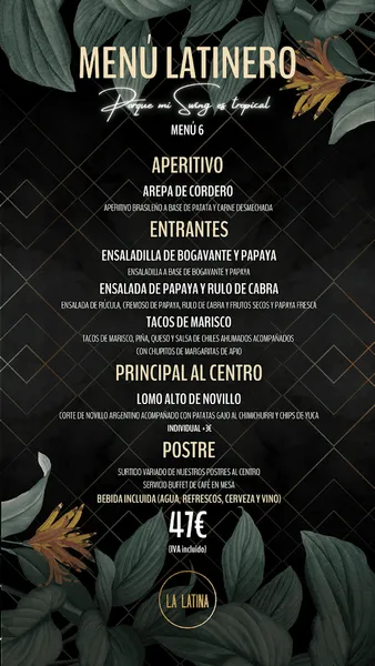 menu 2 of La Latina Restaurante