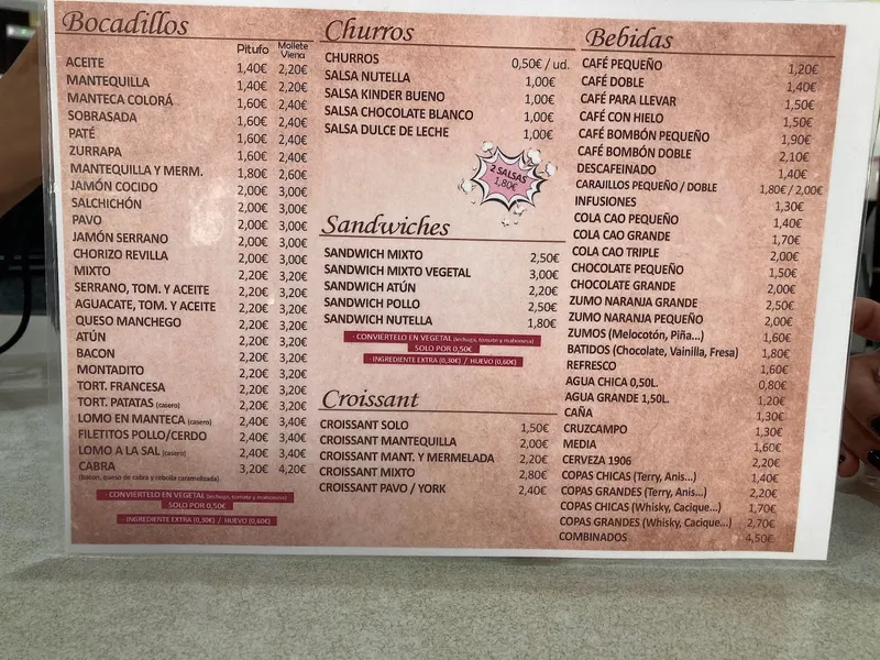 menu 0 of Tejeringos Oba