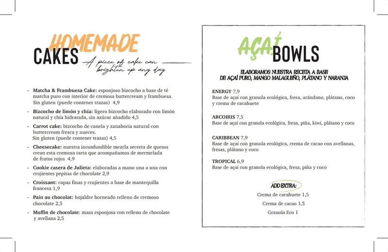 menu 1 of Julieta Coffee