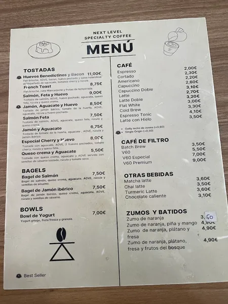 menu 1 of Next Level Specialty Coffee