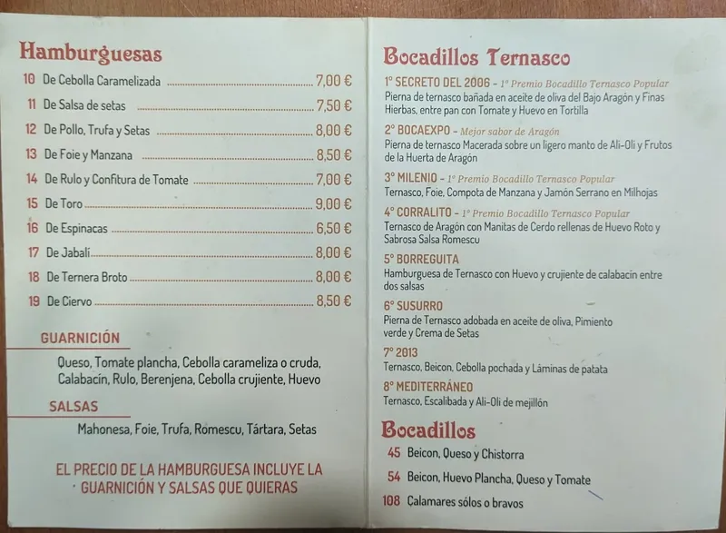 menu 0 of Bar Cervino