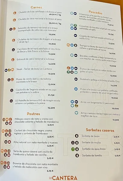 menu 1 of Restaurante La Cantera