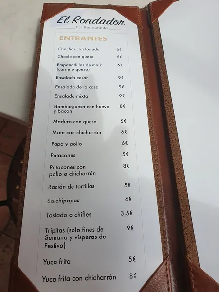 menu 2 of Restaurante El rondador