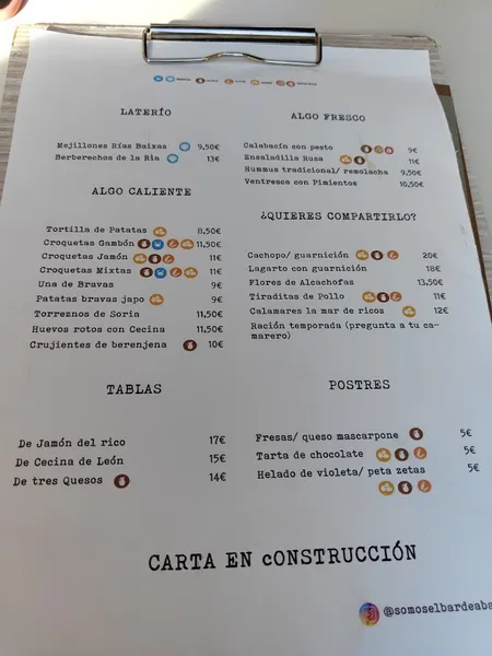 menu 0 of El bar de abajo