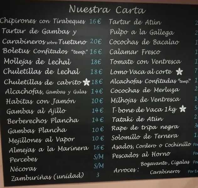 menu 1 of La Ochava