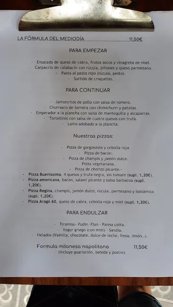 menu 0 of BUENISSIMO