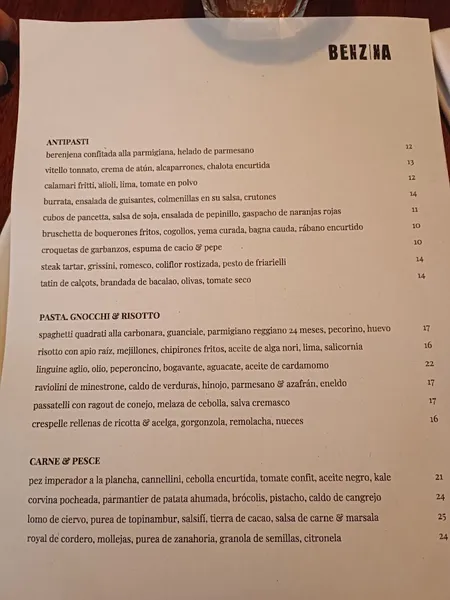 menu 0 of BENZiNA