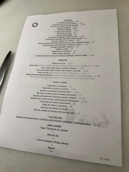 menu 2 of Restaurant El Racó de l'Agüir