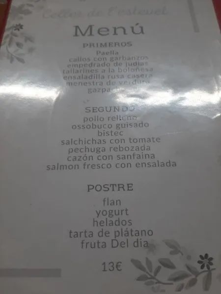 menu 0 of Celler de l'estevet