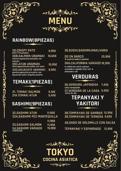 menu 1 of Restaurante Tokyo