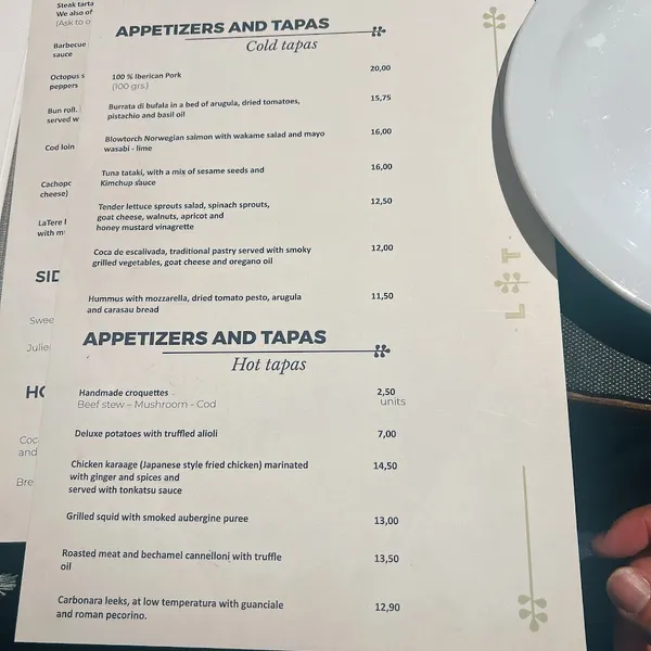 menu 0 of La Tere Gastrobar